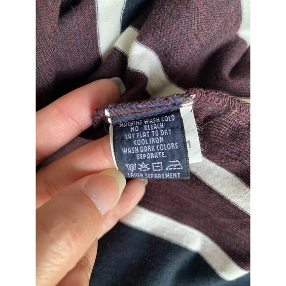 Cutter & Buck Vintage Polo Shirt M Burgundy Navy Stripe 90s Y2K Retro USA - Picture 8 of 9